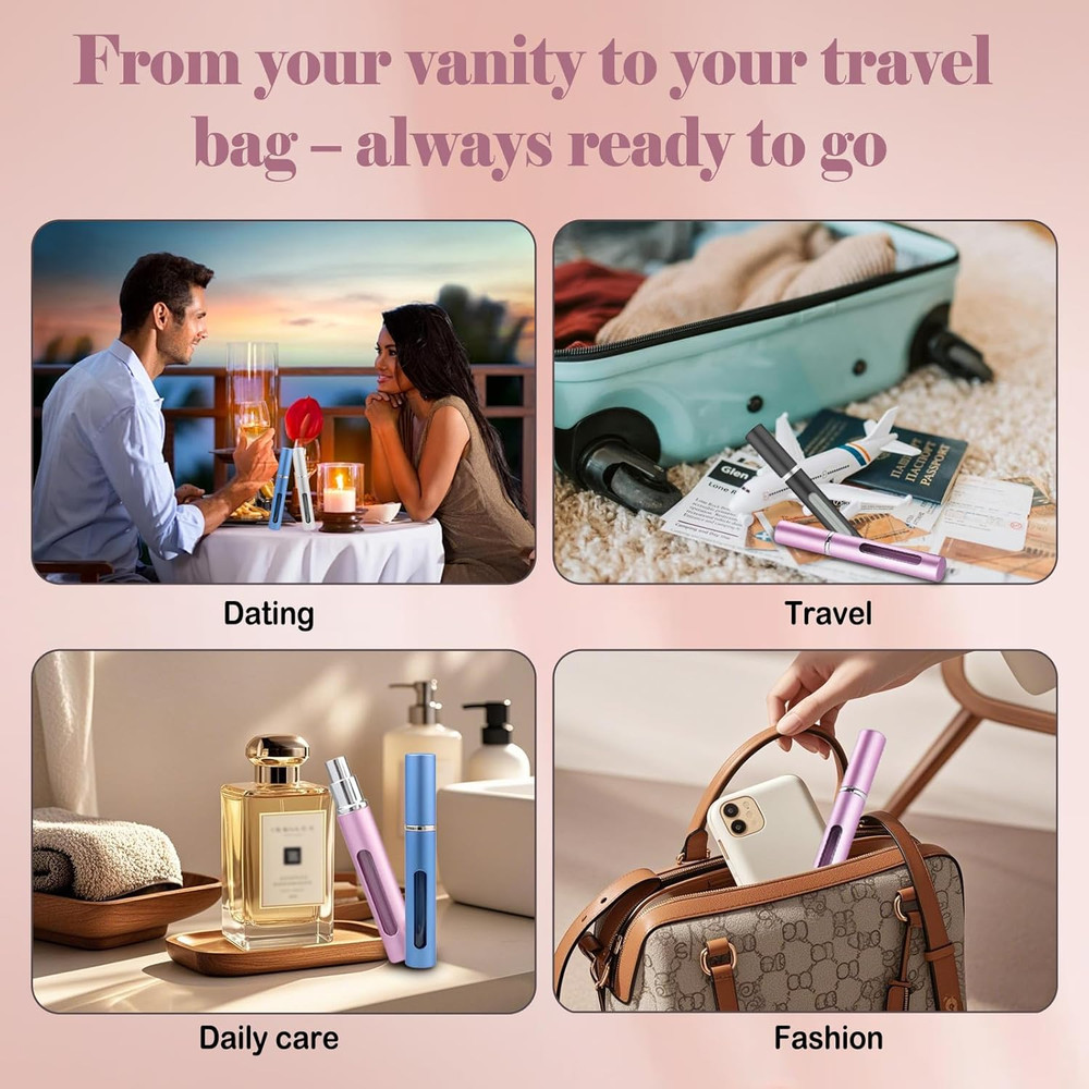 4PCS Premium Perfume Atomizer Refillable Perfume Bottle Travel, Mini Spray Bottl