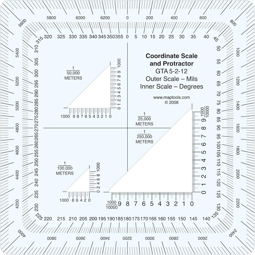 Professional Military Coordinate Scale & Protractor - Enhanced Thickness Design
