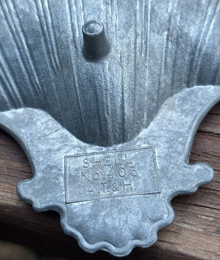 3 Vtg MCM Metal Clam Shell Trinket Trays Dishes No. 403 A T & H Unfinished Set