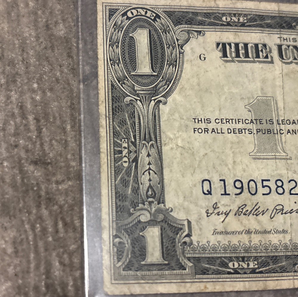 1935E $1 Silver Certificate w/ Severe Miscut Error FREE SHIPPING 2 Notes Showing