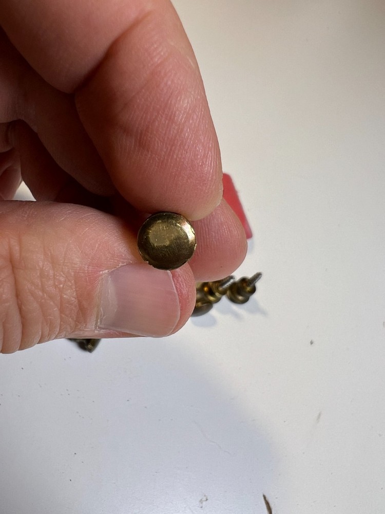 10: Tiny Small Vintage Mid Century Solid Brass Feet Knobs Handles Screw Hardware