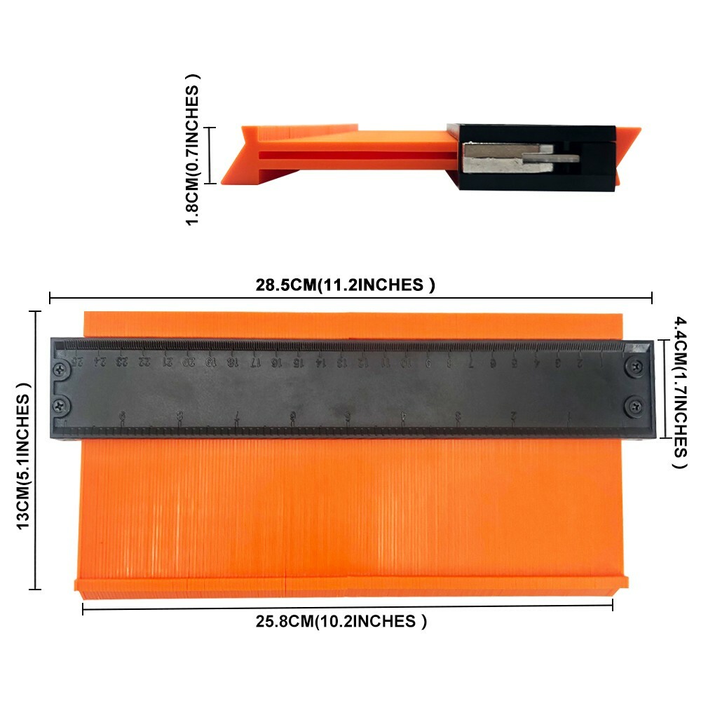 Contour Gauge Shape Duplicator with lock 10 inch + Angle Ruler