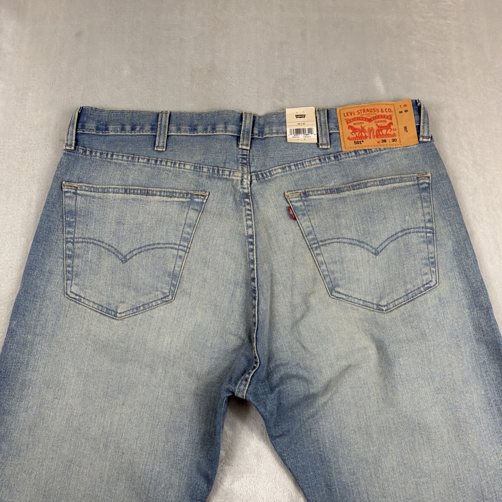 Levi's 501 Original Fit Jeans Men's 38x30 Blue Denim Straight Leg Stretch Light