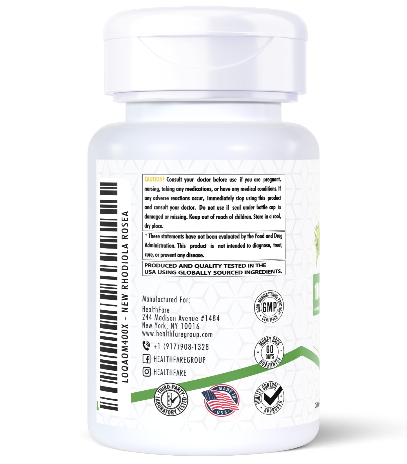 Healthfare Rhodiola Rosea Capsules 1000mg Equivalent | 90 Vegan Capsules