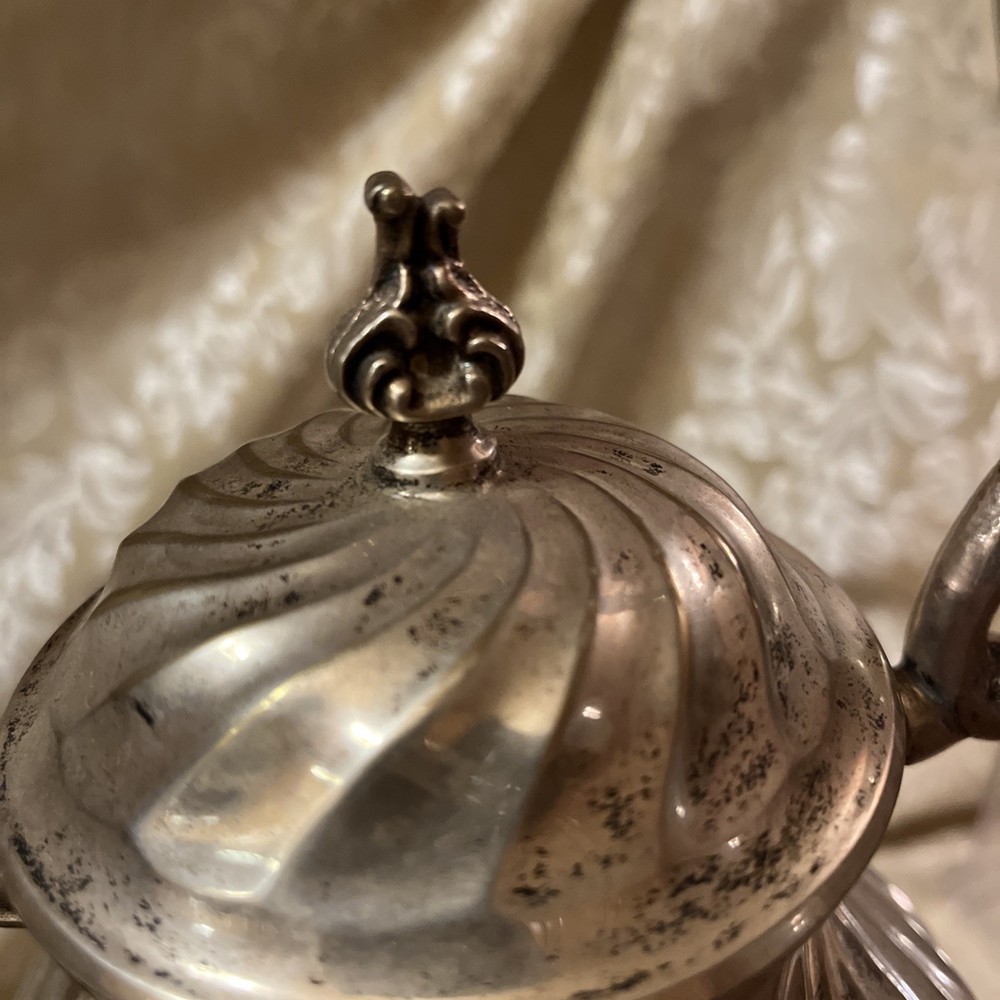 Antique Silver-Plated Coffee/Tea Server With Stand And Warmer (heavy)