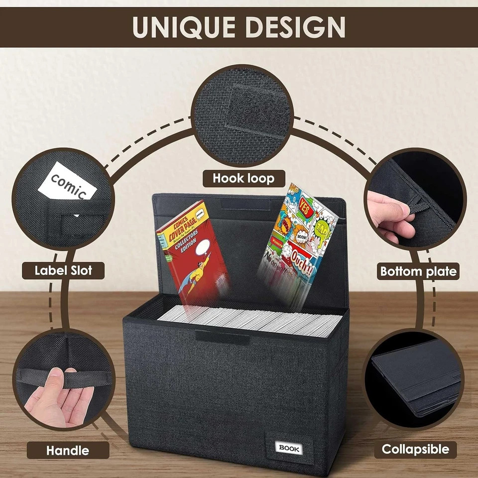 3 Pack Comic Book Storage, Comic Book Box Collapsible and Stackable Comic Short