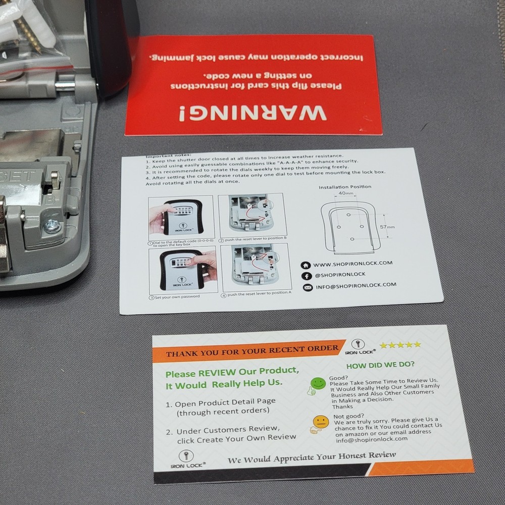 Iron Lock Portable Key Lock Box 4-Digit Combination Safe Medium 2.0 New