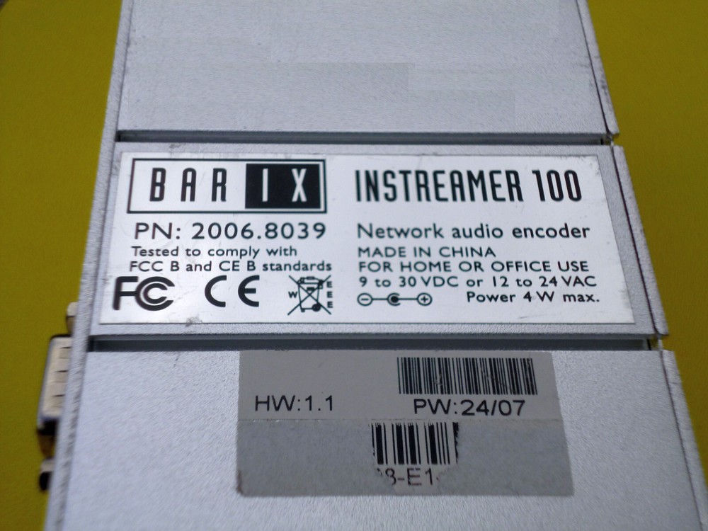 Barix Instreamer 100 - Network Audio Encoder