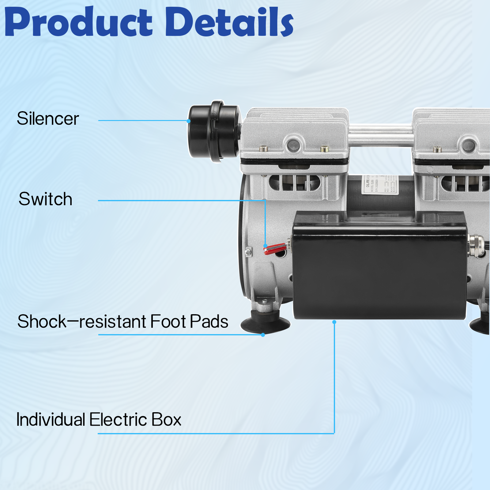 3/4 HP 5.2 CFM Large Pond Aerator + 200Feet Self Weighted Tube + 2 Diffusers Kit