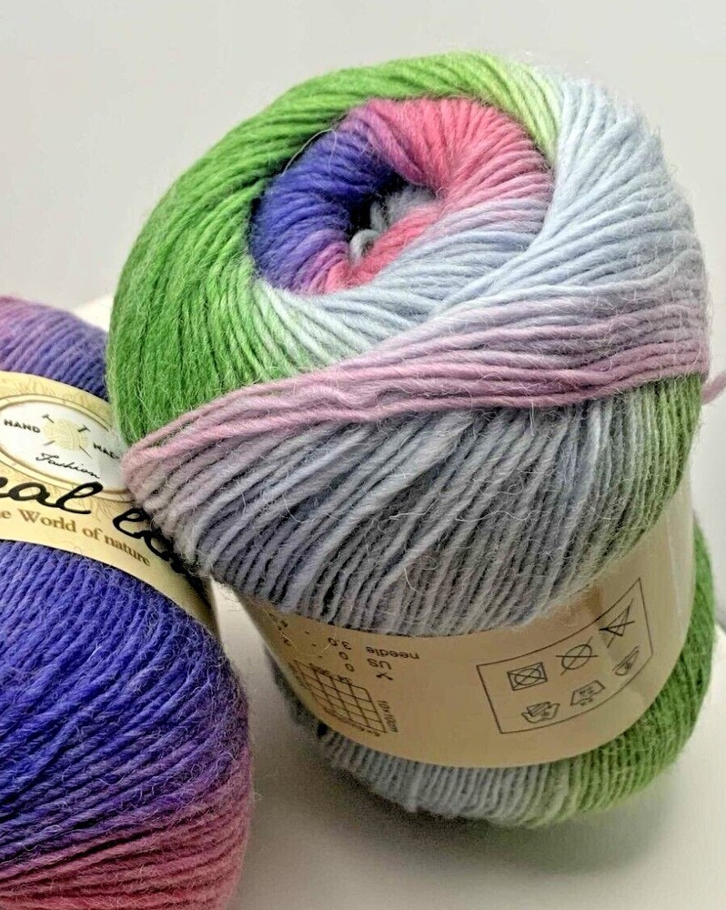 Floral Line wool / acrylic blend yarn rainbow multi