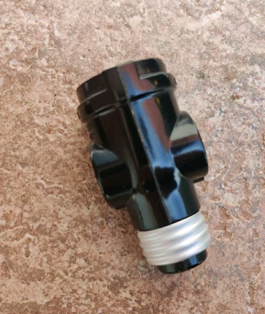 Ace 2-Outlet Convert Light Socket Adapter 660W Black  Medium Base 15 Amps