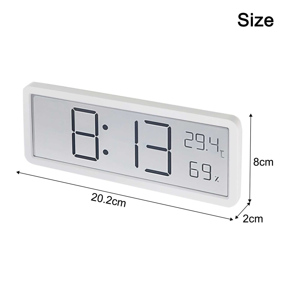 LCD Digital Wall Clock with Time Temperature Humidity and Date Display