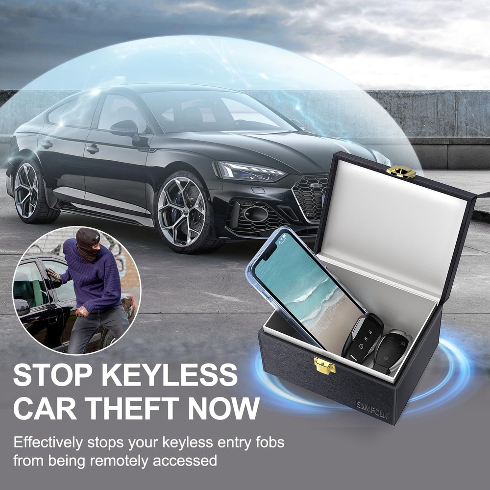 Samfolk Faraday Box and Pouch 2 Pack, Keyless Entry Car Key Safe Protector,An...