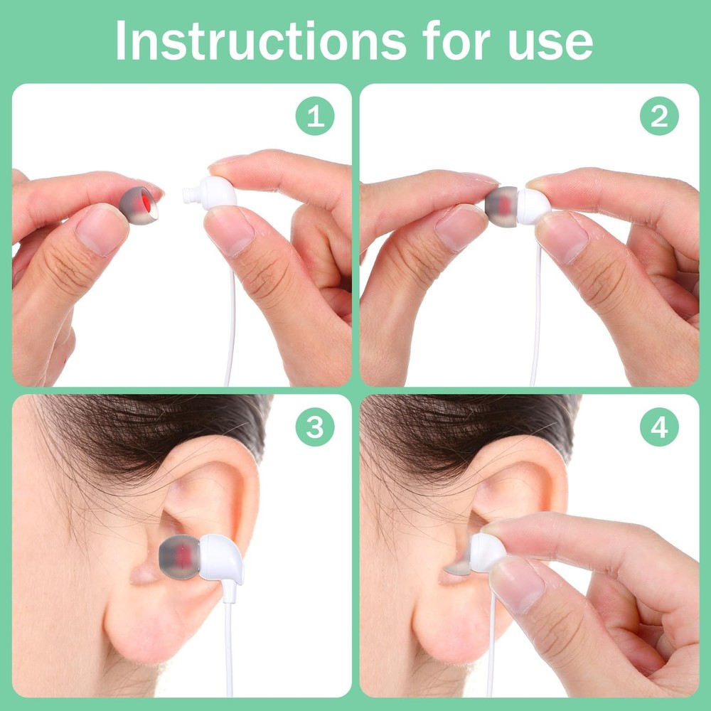 36 Pairs Ear Bud Rubber Tips Silicone Earbud Replacement Tips Ear Tip for in-...