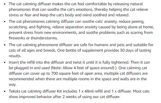Cat Pheromones Calming Diffuser 2-in-1 30 Days Refill Cat Pheromone Diffuser