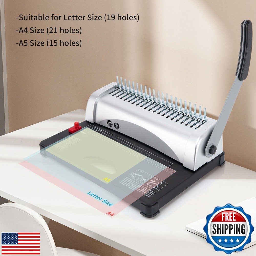 Binding Machine,Spiral Binding Machine 21-Holes,450 Sheets,Coil Binding Machi