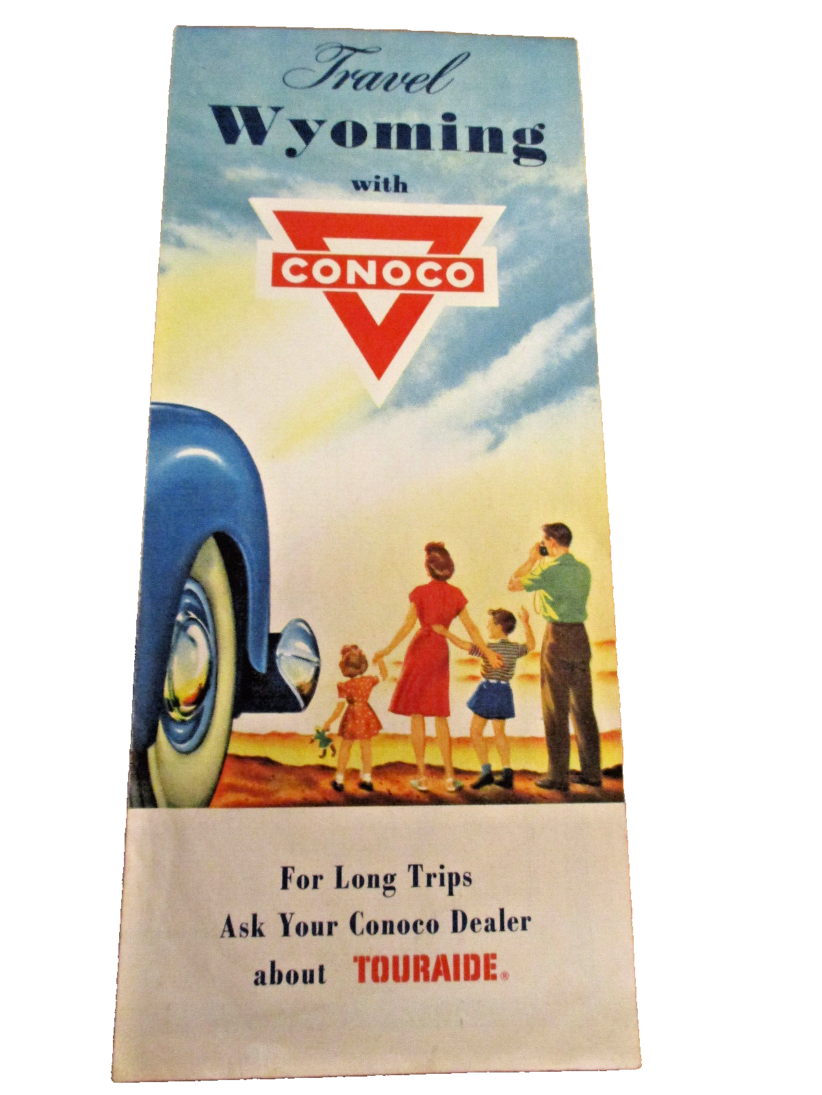 1956 Conoco Oil Company Wyoming Road Map / Look!