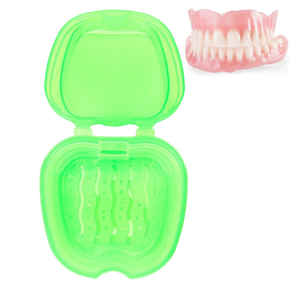 Denture Bath Case Box Soak Container Colored False Teeth Storage Box With