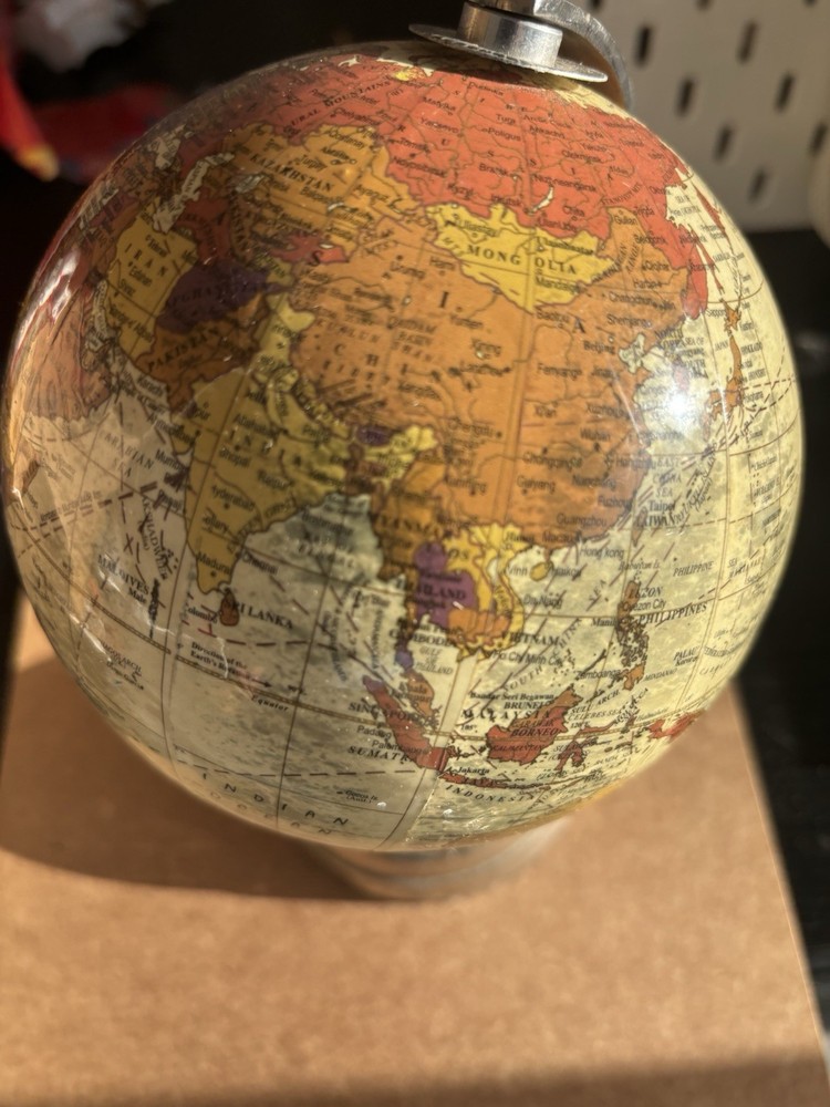 Home Essentials and Beyond Rotating Small Tabletop Globe, Silver Metallic Base