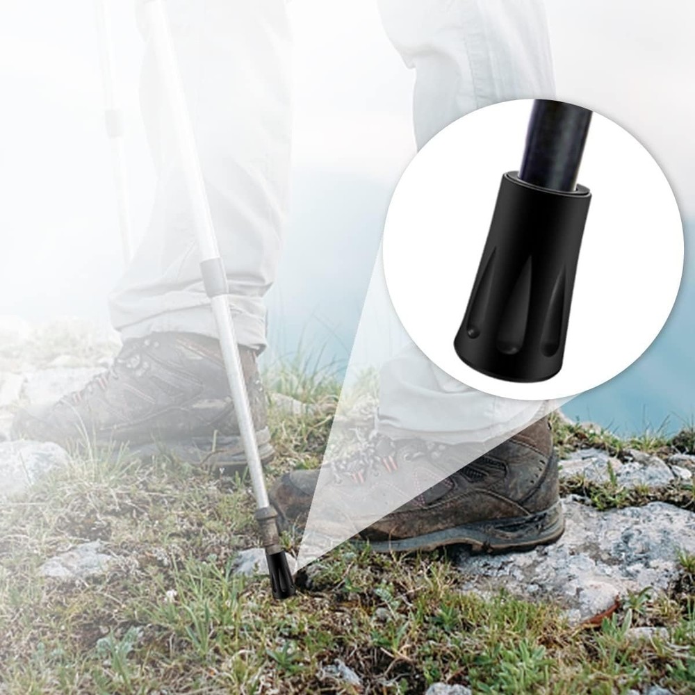 8 Durable Rubber Trekking Pole Tips - Essential Hiking Accessories for Stability
