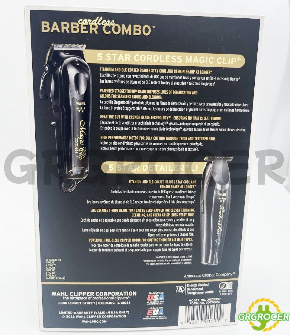 Wahl Cordless Barber Combo Black Magic Clip Clipper & Detailer Trimmer 3025397