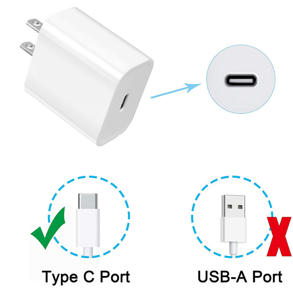 20W USB-C Fast Charger Power Adapter Cube For iPhone iPad Android Charging Block