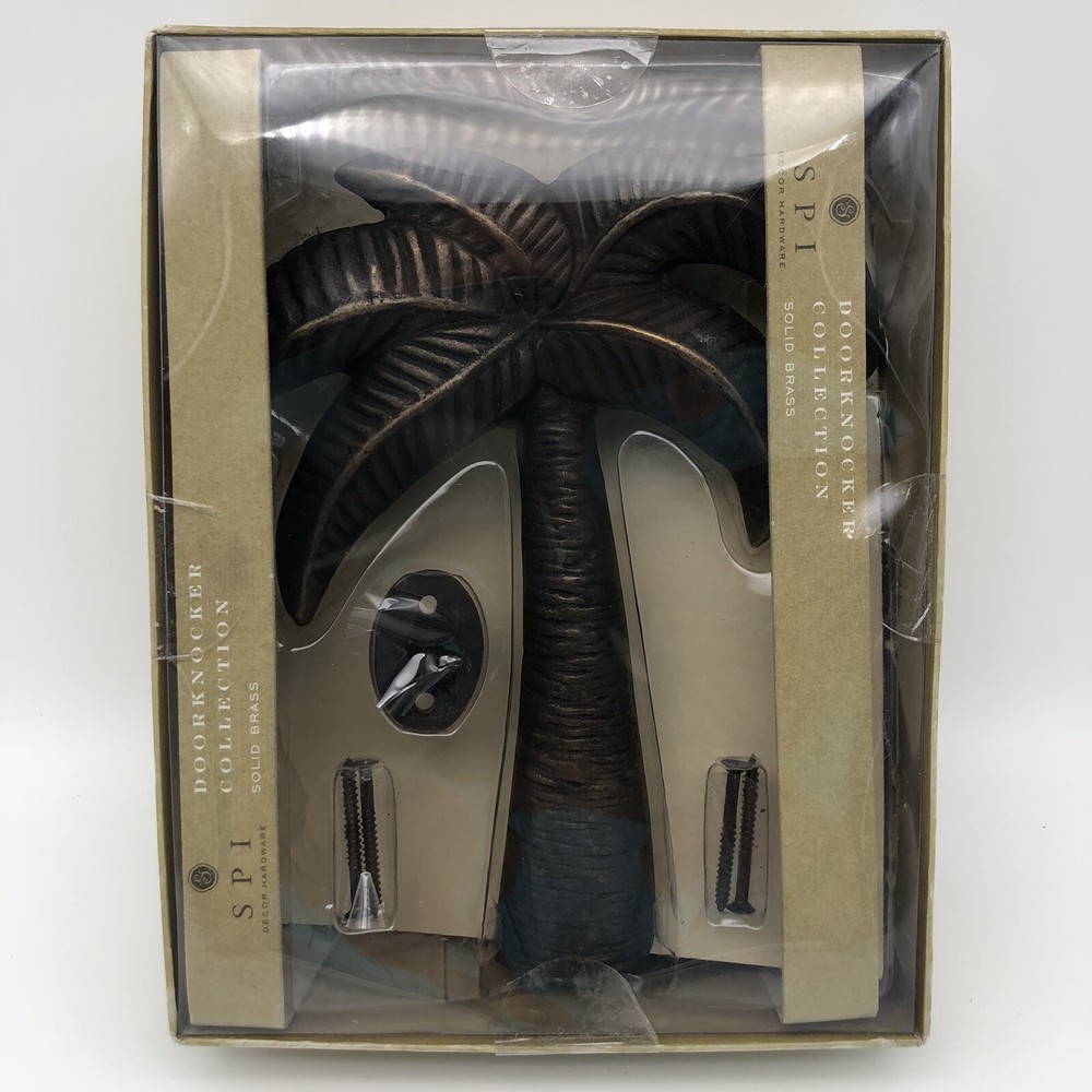 Solid Brass Palm Tree Door Knocker by SPI Brass & Bronze Finish