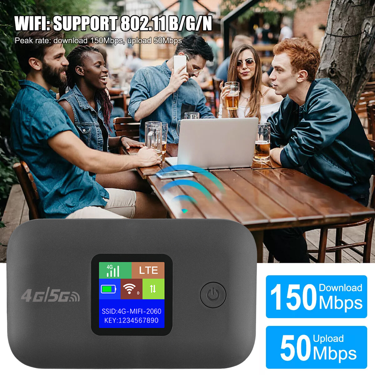 5G Portable Unlocked 4G Wireless WiFi Router Mobile Broadband LCD MIFI Hotspot