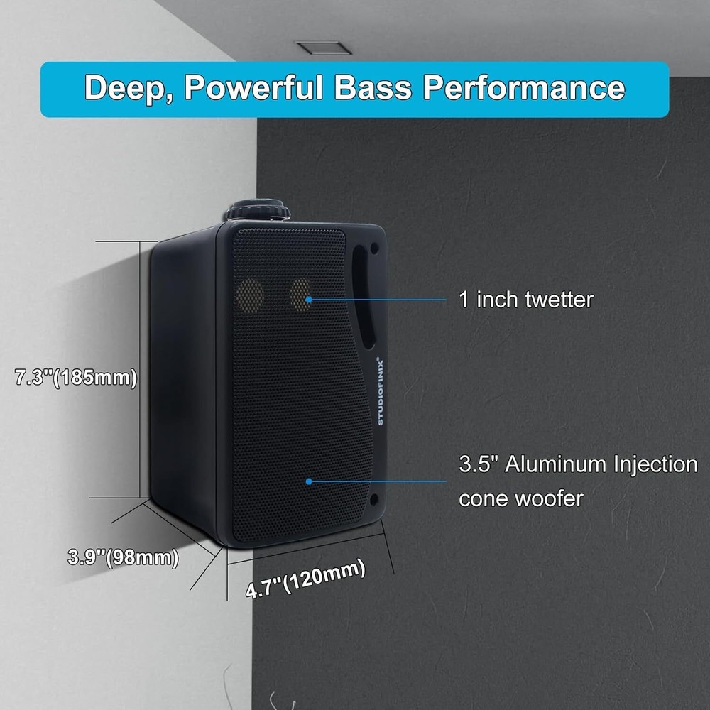 4" 200W Wired Marine Speakers Waterproof Surface Mount Boat Outdoor