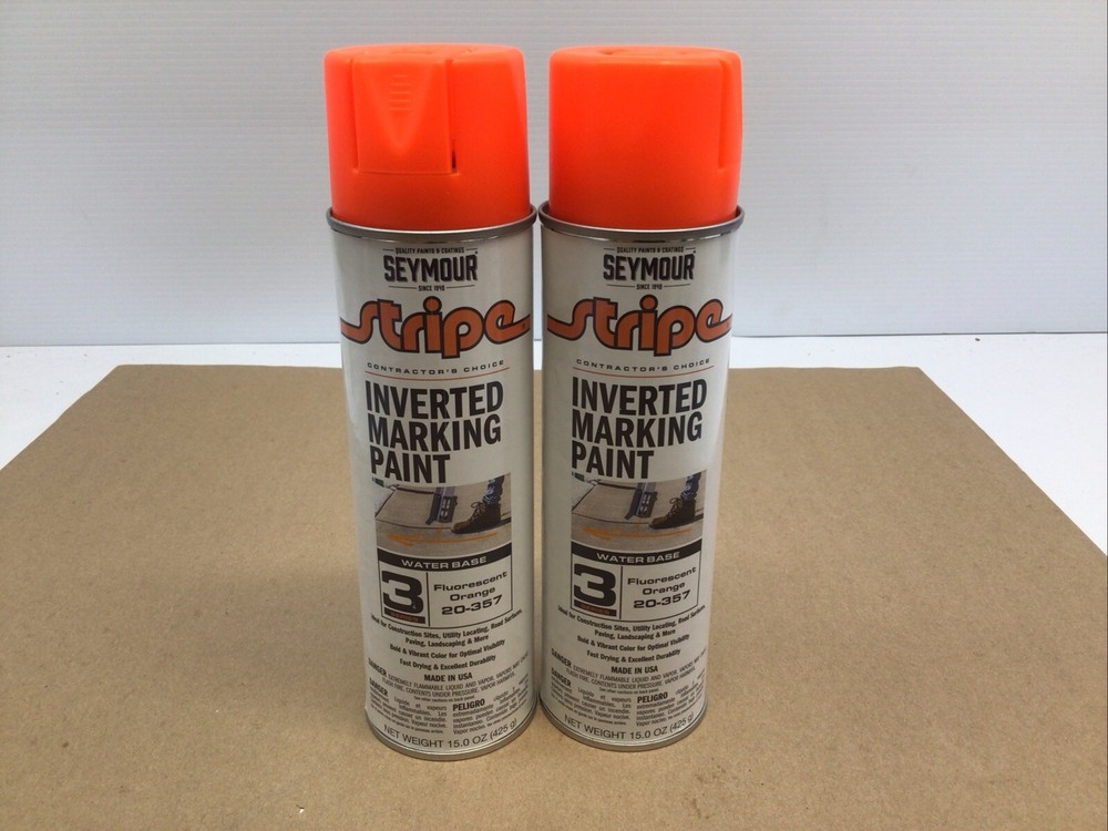 Seymour Stripe Inverted Marking Paint Fluorescent Orange 20-357 Two Pack