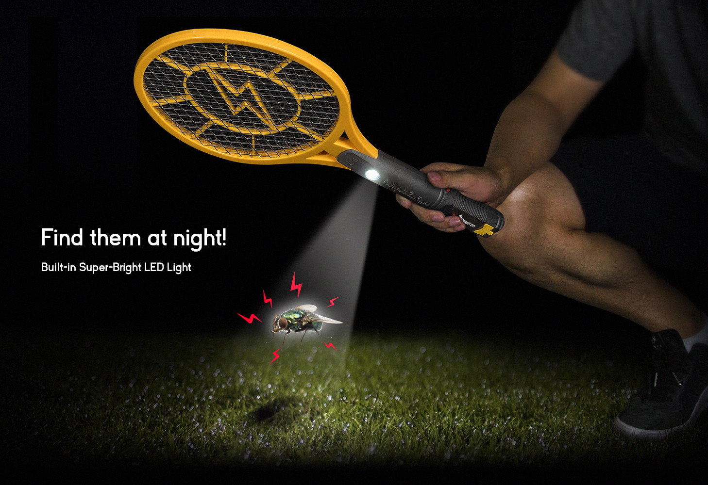 Beastron Bug Zapper Electric Fly Swatter 3000V USB Rechargeable with LED Light