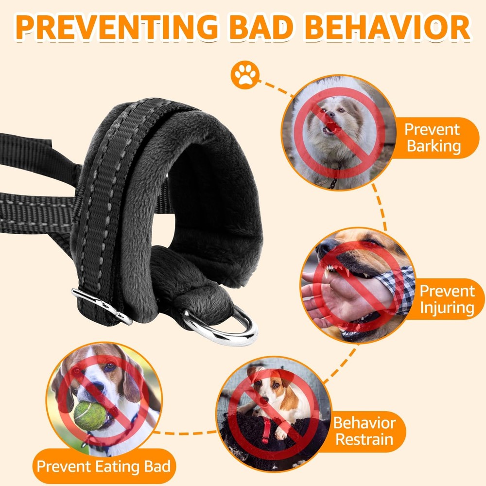 Soft Dog Muzzle Adjustable Padded Nylon Muzzle for Large Medium Dogs Anti Che...