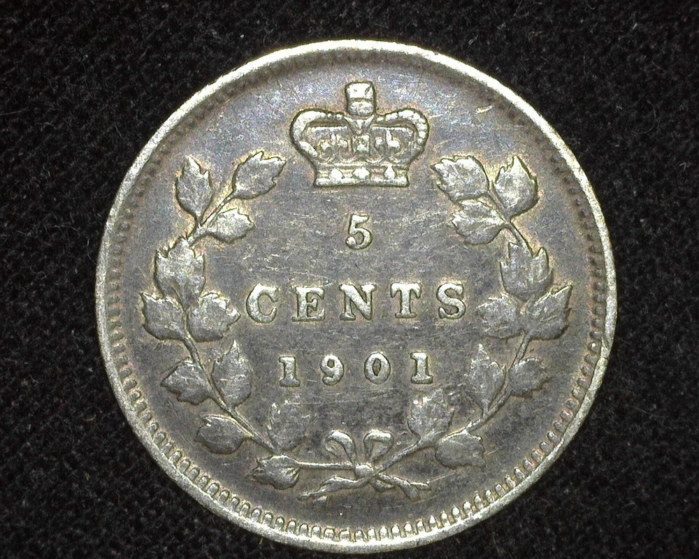 CANADA 1901 5 CENTS KM2 SILVER EXTREMELY FINE ~D20