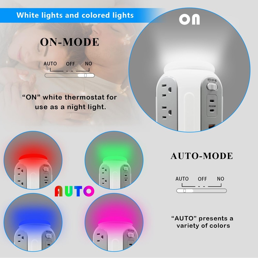 Power Strip Tower with Retractable Charging Cables, Surge Protector Tower wit...