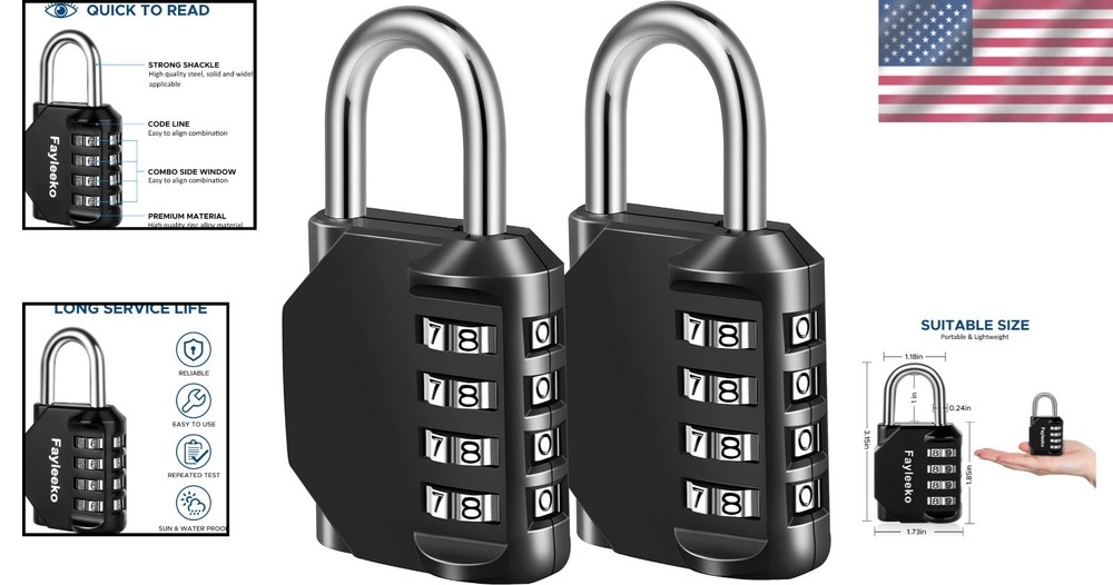 Reliable Resettable Combination Padlock 2-Pack for Lockers and Storage Solutions