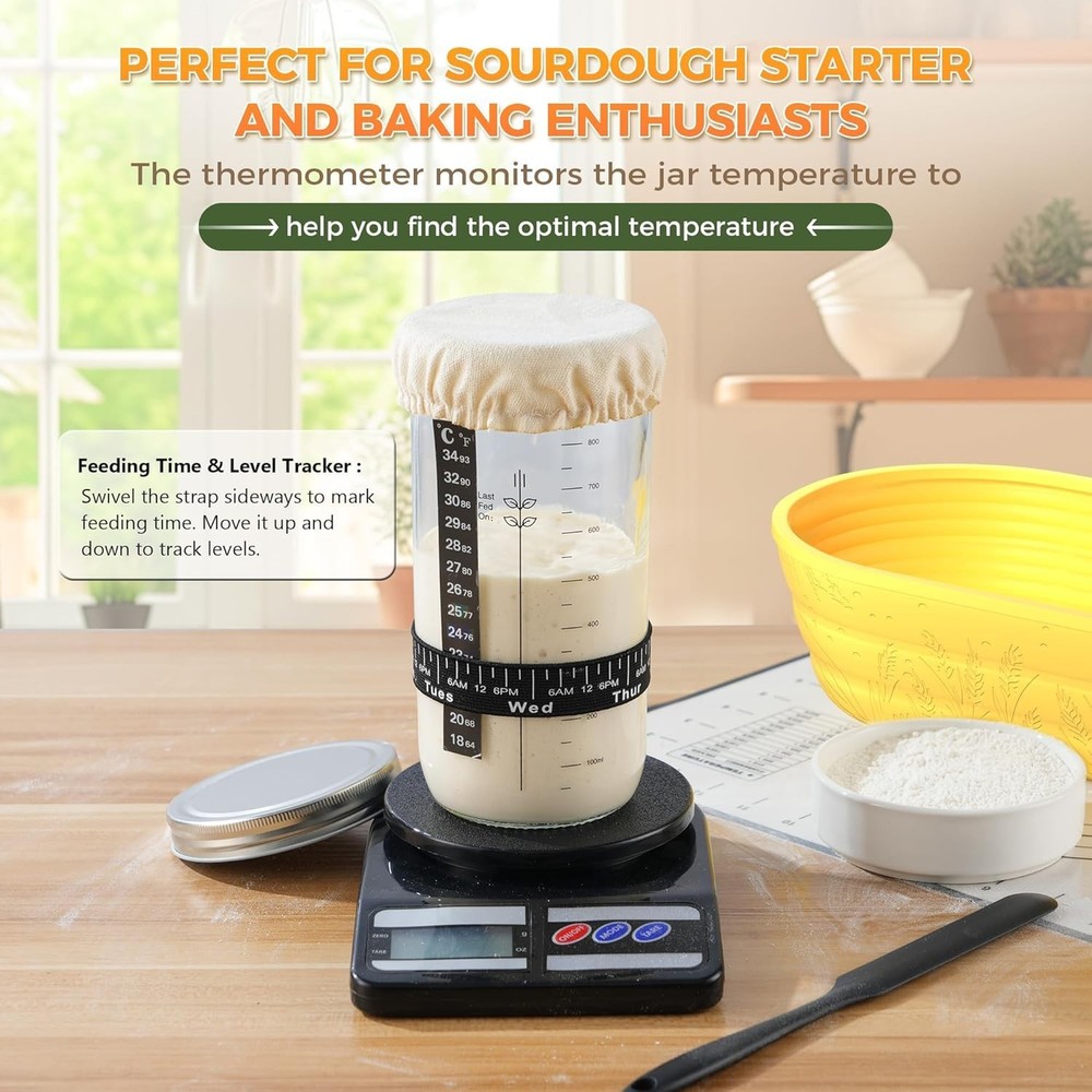 Complete Sourdough Bread Making Kit - 34oz Starter, Tools & Recipe Book Included