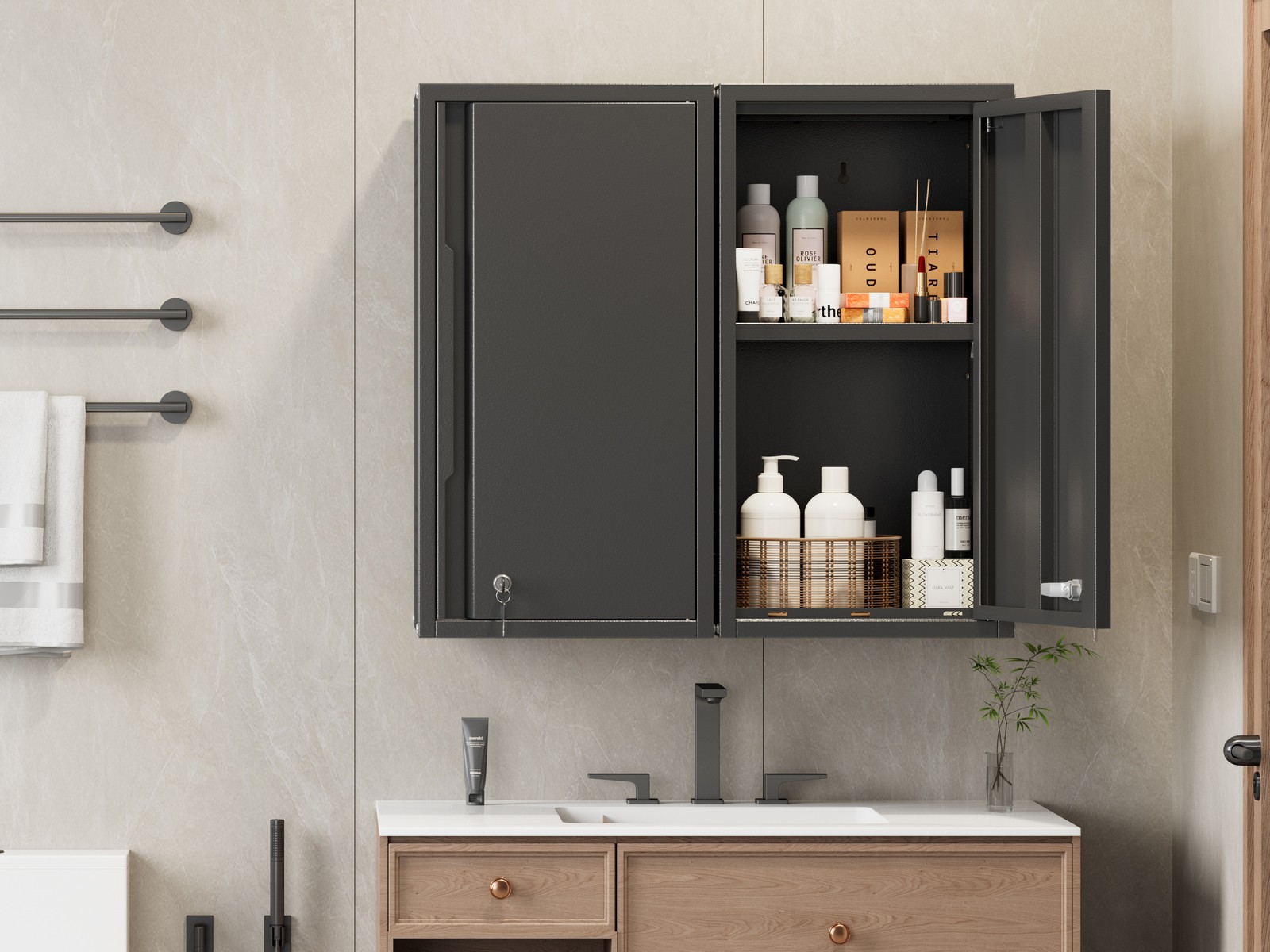 Metal Storage Cabinet,Wall Cabinet W/ Pegboard Garage Cabinet Garage Tool Boxes