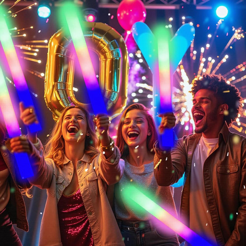 12 PCS Foam Glow Sticks Bulk With 3 Modes Colorful Flashing,Foam Multicolor