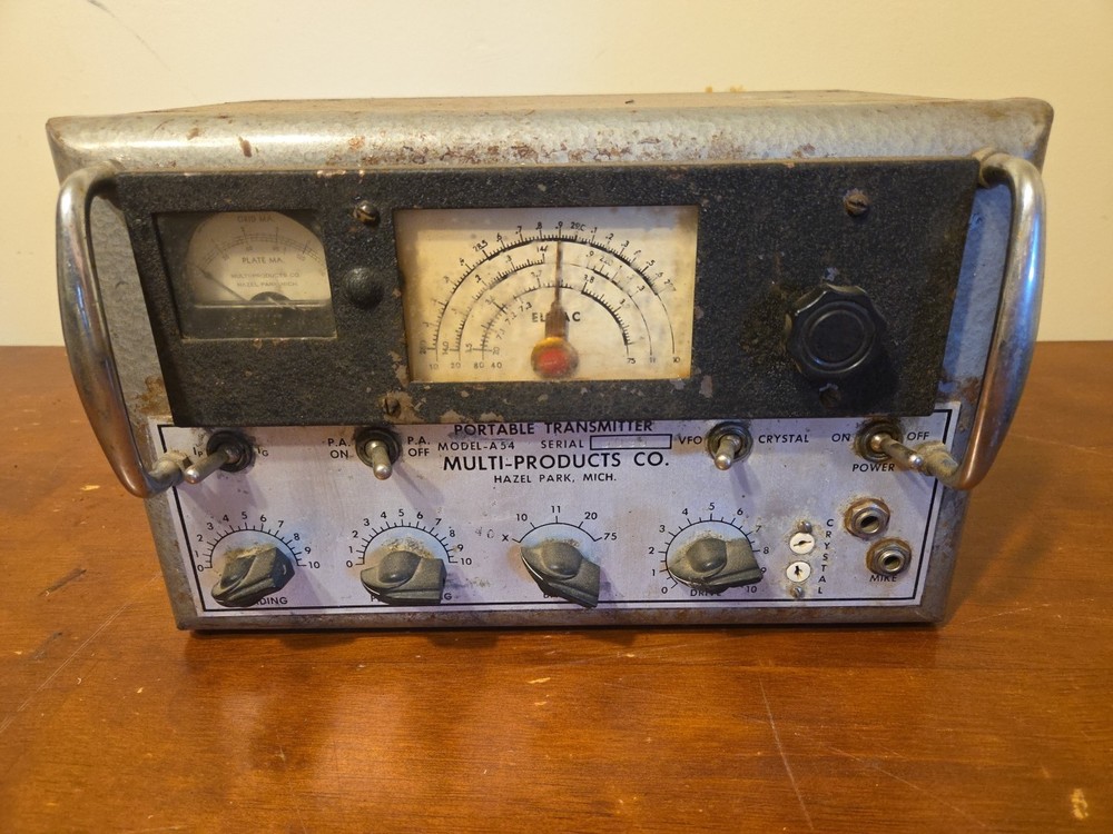 ELMAC A-54 Portable Transmitter Multi-Products Co Hazel Park MI Ham Radio Untest