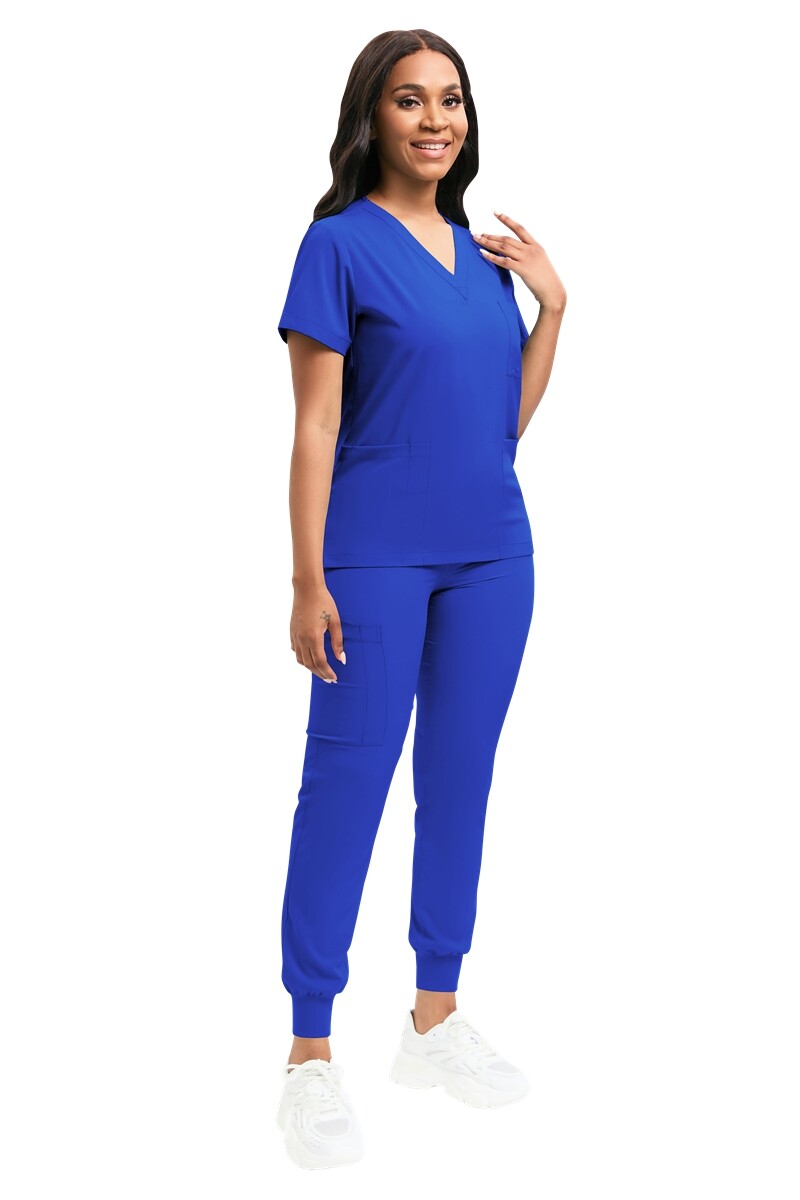 Stretch Medical Nurse Scrub Uniform Women Scrub Set V-Neck Top Jogger Pants