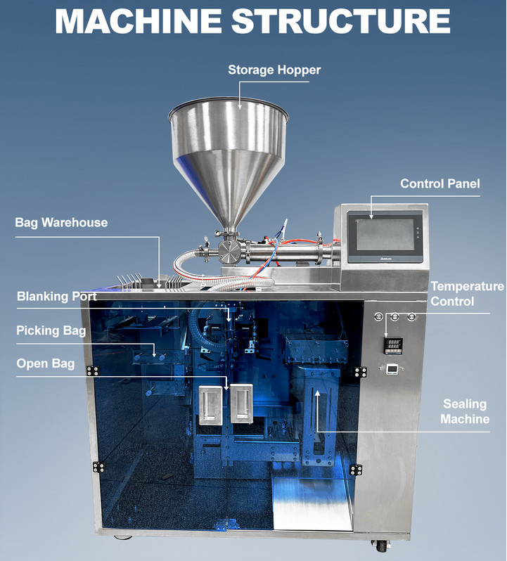 Automatic 50-500ml Liquid Paste Premade Bag Filling Bagging Machine