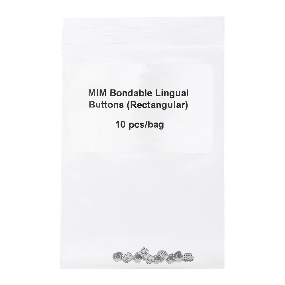 Dental Orthodontic MIM Metal Bondable Lingual Button Monoblock Rectangular Base
