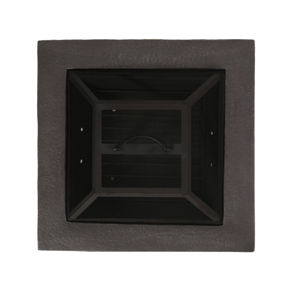 Square Wood-Burning Fire Pit with Protective Shield