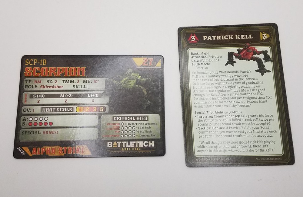 Battletech Gothic - Scorpion *Mech & Cards*