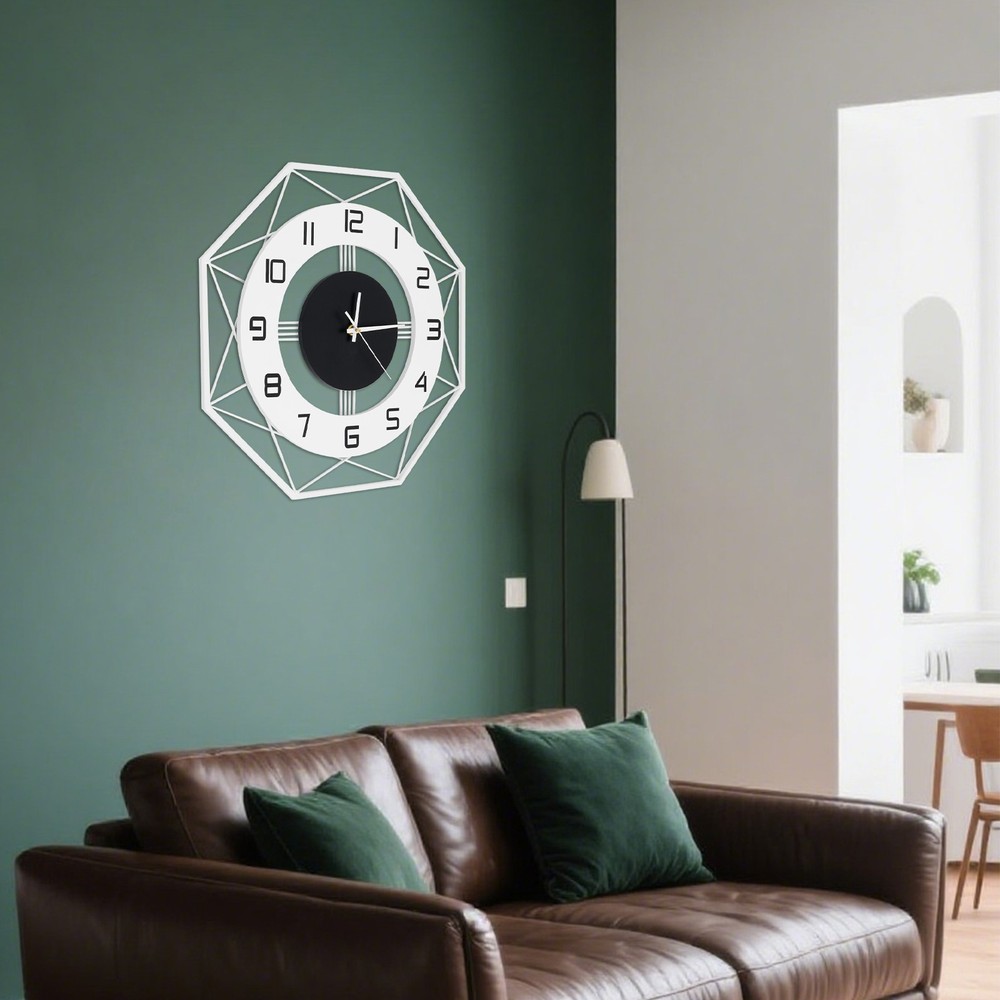 Modern Wall Clock - Silent Battery Powered Analog , Easy Mount