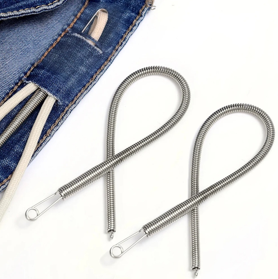 2 pcs Bendable Spring Drawstring Threader Clip for Pants Hoodies DIY Sewing