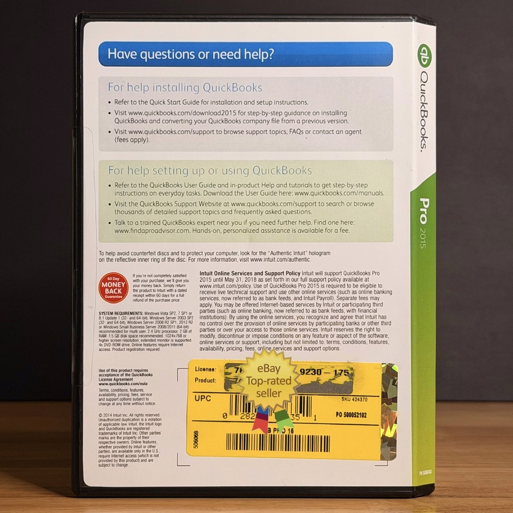 QuickBooks Desktop Pro 2015 Windows Accounting Retail -NO SUBSCRIPT10N- TESTED