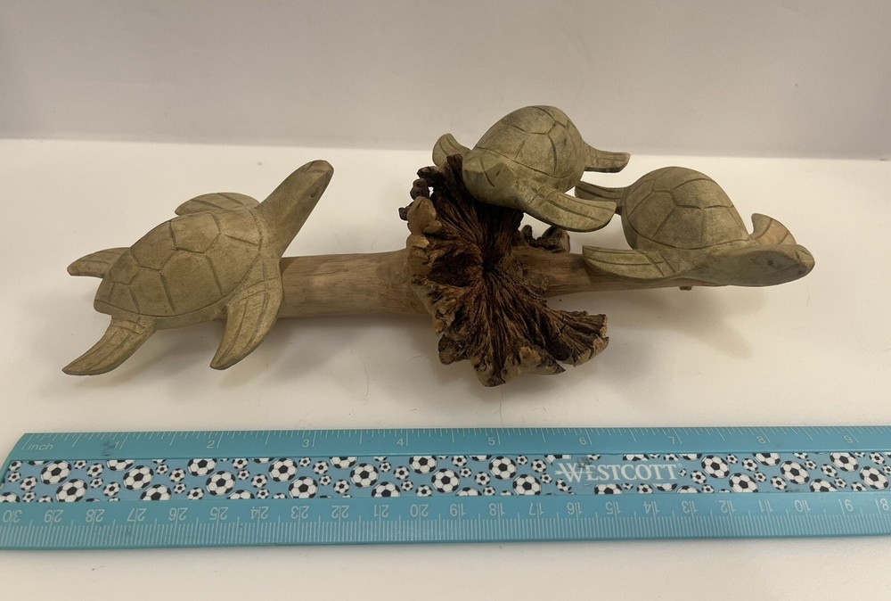 Hand Carved Turtles on Driftwood