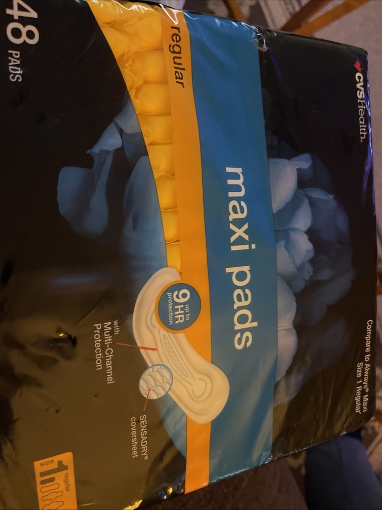 48-Count CVS Health Maxi Pads Without Wings Regular Absorbency Size 1