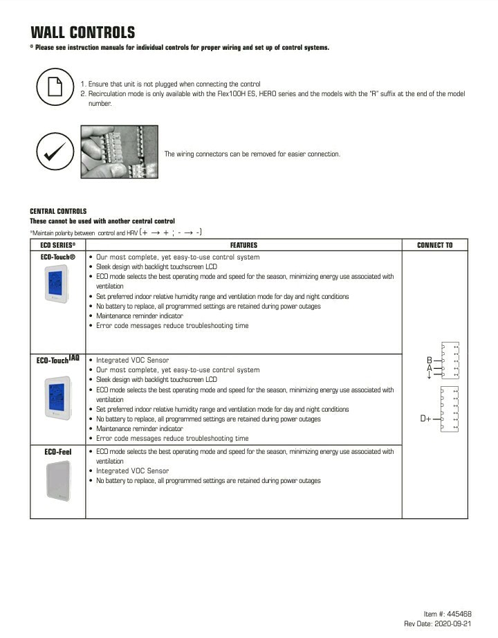 ECO-Touch IAQ Touchscreen 5-Speed Multi-Function Dehumidistat programmable